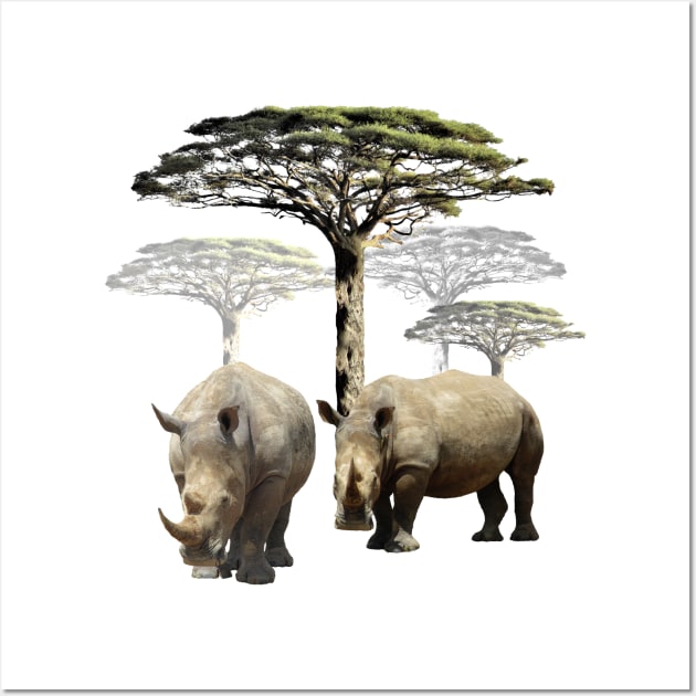 Rhinos on Safari in Kenya / Africa Wall Art by T-SHIRTS UND MEHR